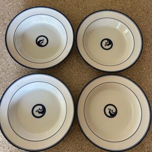 4 Dansk Flora Juniper Soup Bowls - 8.5”